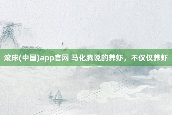 滚球(中国)app官网 马化腾说的养虾，不仅仅养虾