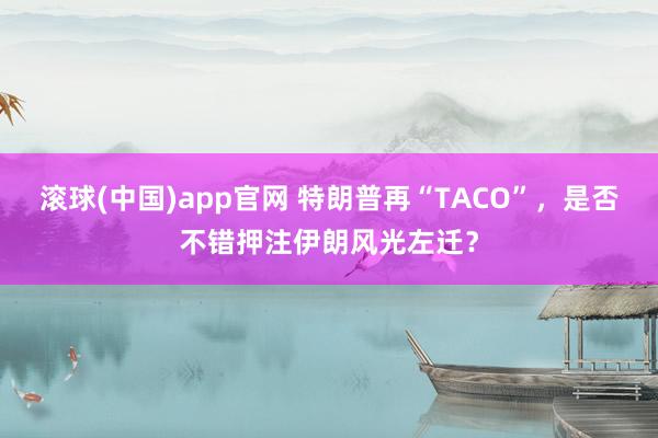 滚球(中国)app官网 特朗普再“TACO”，是否不错押注伊朗风光左迁？