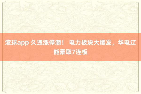 滚球app 久违涨停潮！ 电力板块大爆发，华电辽能豪取7连板