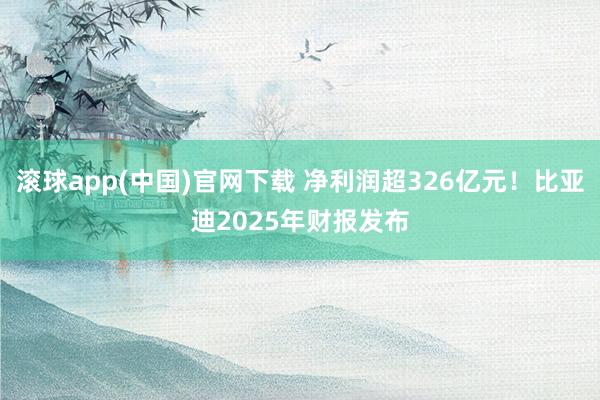 滚球app(中国)官网下载 净利润超326亿元！比亚迪2025年财报发布