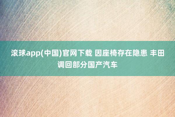 滚球app(中国)官网下载 因座椅存在隐患 丰田调回部分国产汽车
