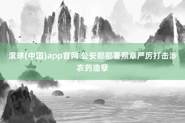 滚球(中国)app官网 公安部部署照章严厉打击涉农药造孽