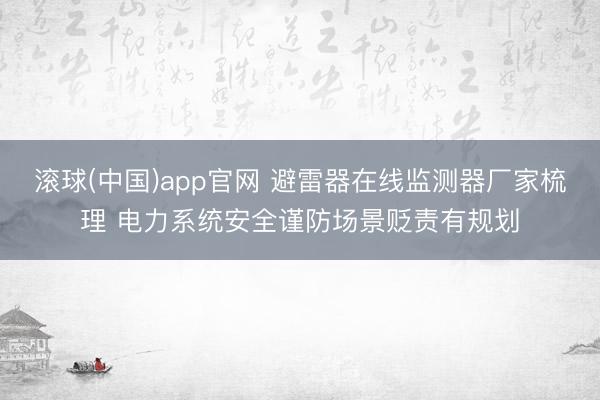 滚球(中国)app官网 避雷器在线监测器厂家梳理 电力系统安全谨防场景贬责有规划