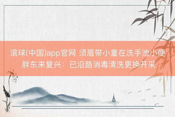 滚球(中国)app官网 须眉带小童在洗手池小便 胖东来复兴：已沿路消毒清洗更换开采