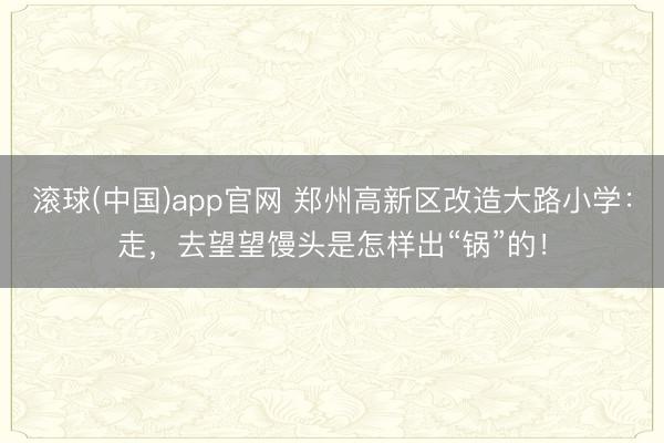滚球(中国)app官网 郑州高新区改造大路小学：走，去望望馒头是怎样出“锅”的！