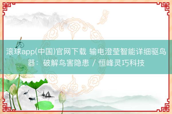 滚球app(中国)官网下载 输电澄莹智能详细驱鸟器：破解鸟害隐患 / 恒峰灵巧科技