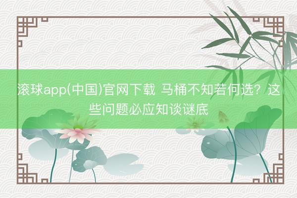 滚球app(中国)官网下载 马桶不知若何选？这些问题必应知谈谜底