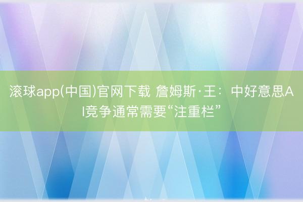 滚球app(中国)官网下载 詹姆斯·王：中好意思AI竞争通常需要“注重栏”