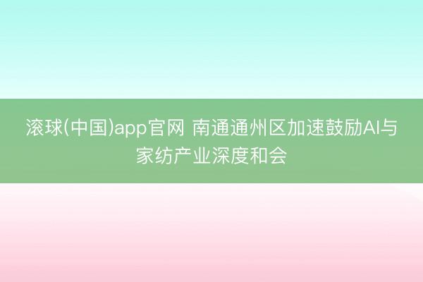 滚球(中国)app官网 南通通州区加速鼓励AI与家纺产业深度和会