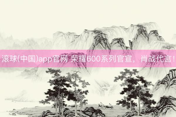 滚球(中国)app官网 荣耀600系列官宣，肖战代言！