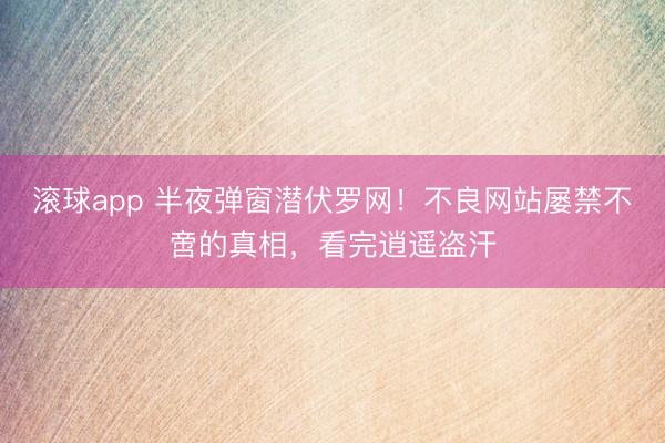 滚球app 半夜弹窗潜伏罗网！不良网站屡禁不啻的真相，看完逍遥盗汗