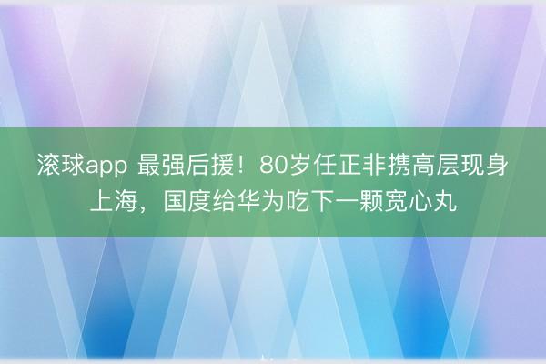 滚球app 最强后援！80岁任正非携高层现身上海，国度给华为吃下一颗宽心丸