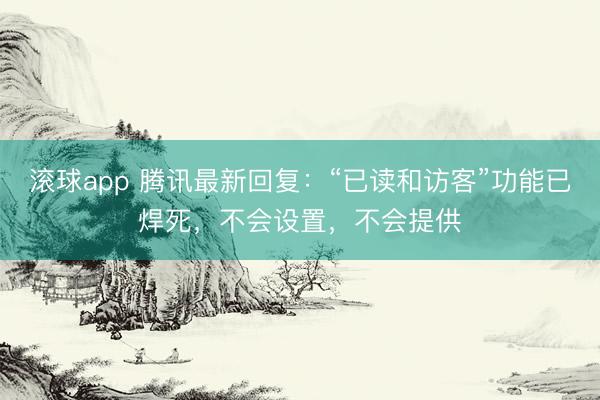 滚球app 腾讯最新回复：“已读和访客”功能已焊死，不会设置，不会提供