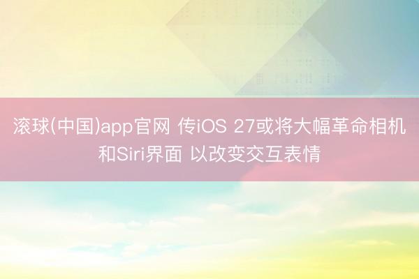 滚球(中国)app官网 传iOS 27或将大幅革命相机和Siri界面 以改变交互表情