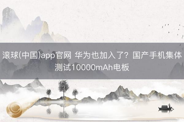 滚球(中国)app官网 华为也加入了？国产手机集体测试10000mAh电板
