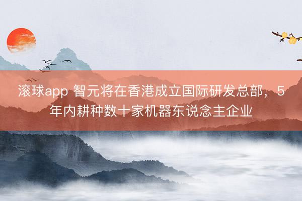 滚球app 智元将在香港成立国际研发总部，5年内耕种数十家机器东说念主企业
