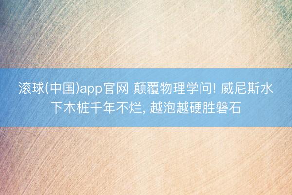 滚球(中国)app官网 颠覆物理学问! 威尼斯水下木桩千年不烂， 越泡越硬胜磐石