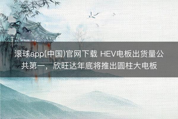 滚球app(中国)官网下载 HEV电板出货量公共第一,欣旺达年底将推出圆柱大电板