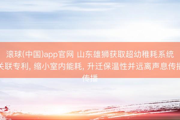 滚球(中国)app官网 山东雄狮获取超幼稚耗系统关联专利， 缩小室内能耗， 升迁保温性并远离声息传播