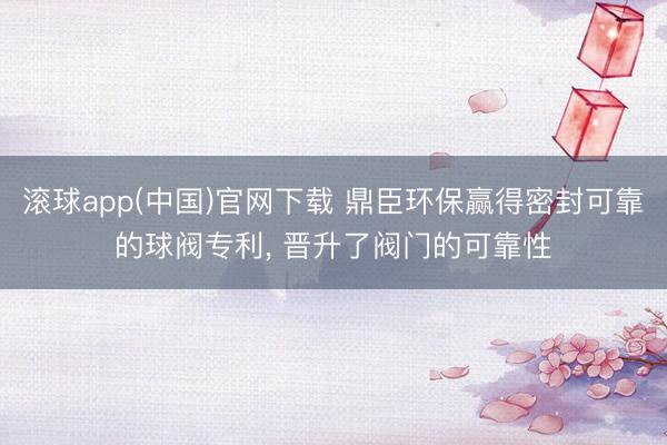 滚球app(中国)官网下载 鼎臣环保赢得密封可靠的球阀专利， 晋升了阀门的可靠性