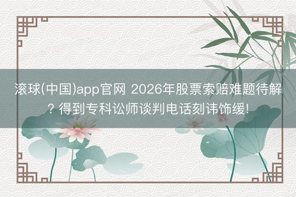 滚球(中国)app官网 2026年股票索赔难题待解? 得到专科讼师谈判电话刻讳饰缓!
