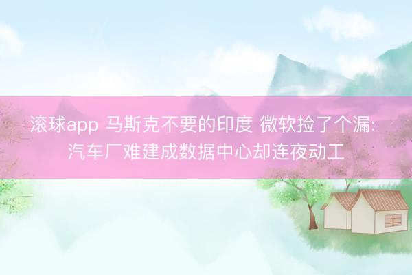 滚球app 马斯克不要的印度 微软捡了个漏: 汽车厂难建成数据中心却连夜动工