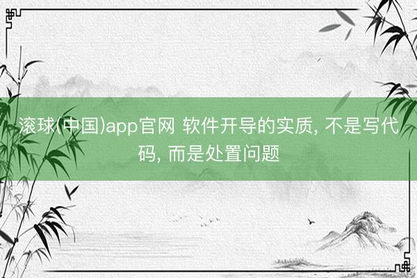 滚球(中国)app官网 软件开导的实质， 不是写代码， 而是处置问题