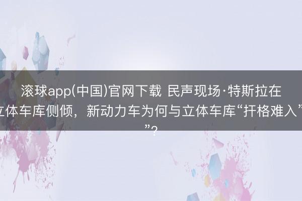 滚球app(中国)官网下载 民声现场·特斯拉在立体车库侧倾，新动力车为何与立体车库“扞格难入”？