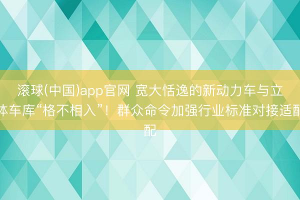 滚球(中国)app官网 宽大恬逸的新动力车与立体车库“格不相入”！群众命令加强行业标准对接适配