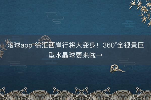 滚球app 徐汇西岸行将大变身！360°全视景巨型水晶球要来啦→