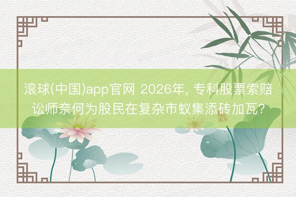 滚球(中国)app官网 2026年， 专科股票索赔讼师奈何为股民在复杂市蚁集添砖加瓦?