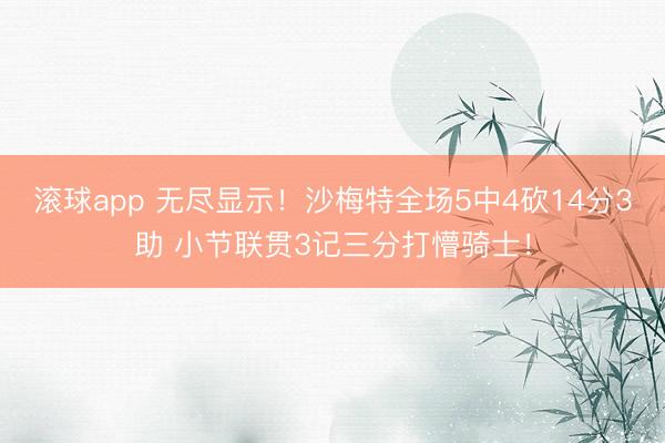 滚球app 无尽显示！沙梅特全场5中4砍14分3助 小节联贯3记三分打懵骑士！