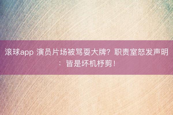 滚球app 演员片场被骂耍大牌？职责室怒发声明：皆是坏机杼剪！