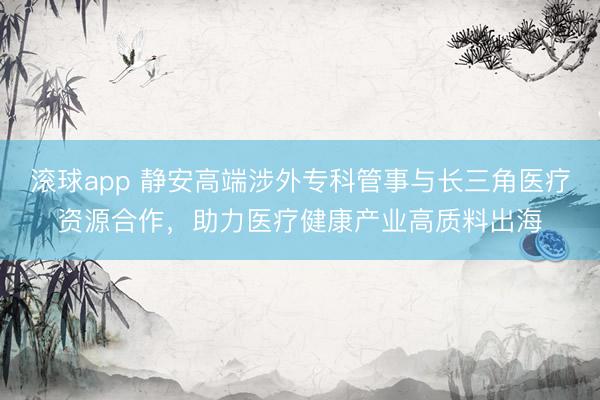 滚球app 静安高端涉外专科管事与长三角医疗资源合作，助力医疗健康产业高质料出海