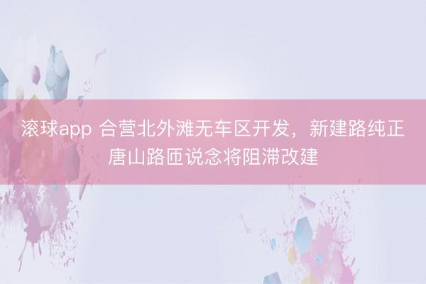 滚球app 合营北外滩无车区开发，新建路纯正唐山路匝说念将阻滞改建