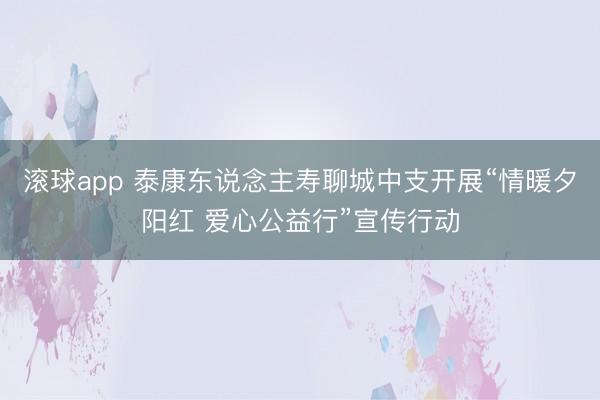 滚球app 泰康东说念主寿聊城中支开展“情暖夕阳红 爱心公益行”宣传行动